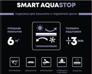 Bonkeel Smart Aquastop 3мм - подложка под ламинат 3мм, рулон 6м.кв