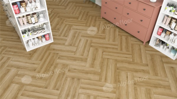 Ламинат Alpine Floor LF102-02 Дуб Эльзас  Herringbone 8 Pro NEW Английская елка в Минске в интерьере