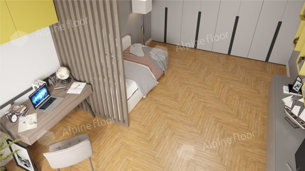 Ламинат Alpine Floor LF102-04 Дуб Тулуза  Herringbone 8 Pro NEW Английская елка в Минске в интерьере
