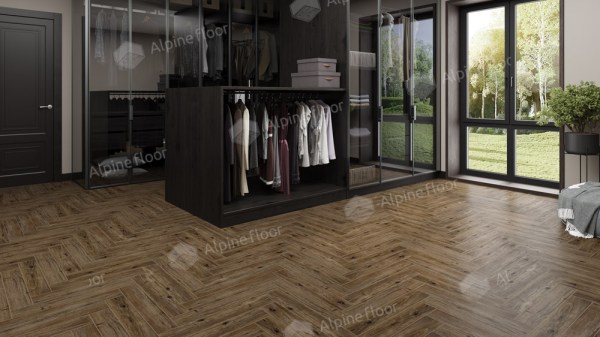 Ламинат Alpine Floor LF102-10 Дуб Бордо  Herringbone 8 Pro NEW Английская елка в Минске