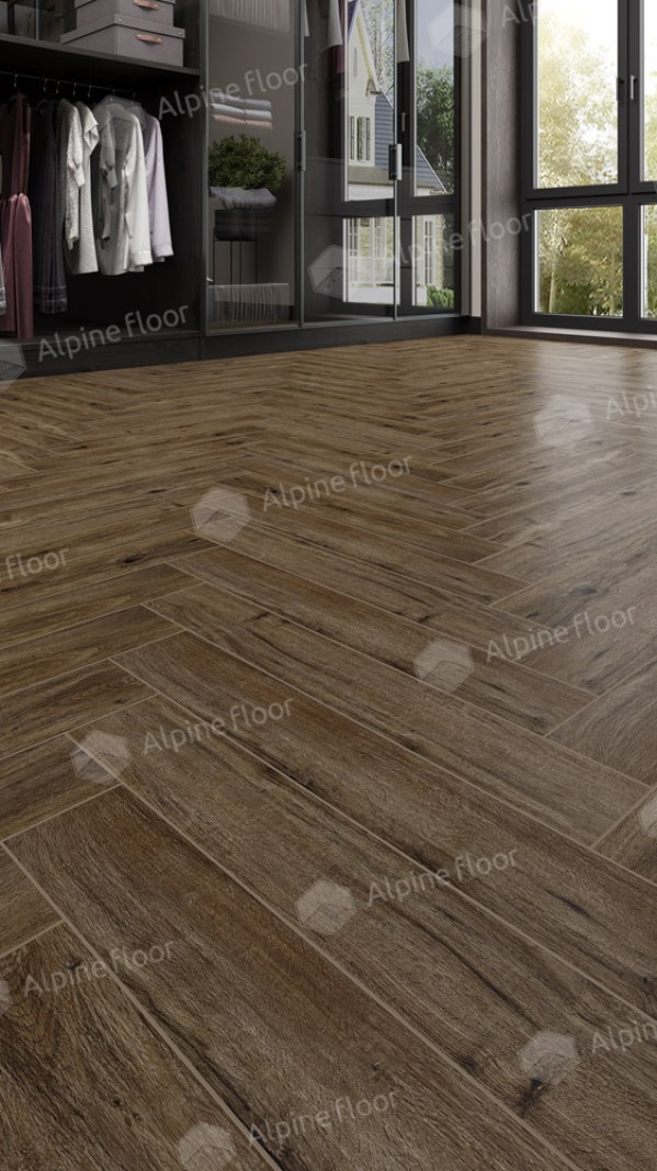 Ламинат Alpine Floor LF102-10 Дуб Бордо  Herringbone 8 Pro NEW Английская елка в Минске купить в Минске
