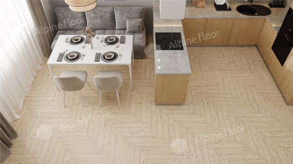 Ламинат Alpine Floor LF106-01 Дуб Лион Herringbone 12 Pro NEW Английская елка в Минске в интерьере