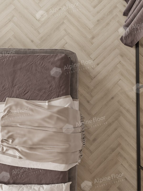 Ламинат Alpine Floor LF106-08 Дуб Орлеан  Herringbone 12 Pro NEW Английская елка в Минске в интерьере
