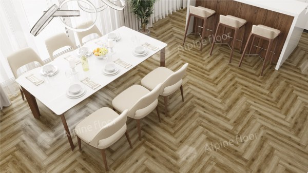 Ламинат Alpine Floor LF106-09 Дуб Марсель  Herringbone 12 Pro NEW Английская елка в Минске в интерьере