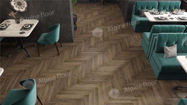 Ламинат Alpine Floor LF106-11 Дуб Анжу Herringbone 12 Pro NEW Английская елка в Минске в интерьере