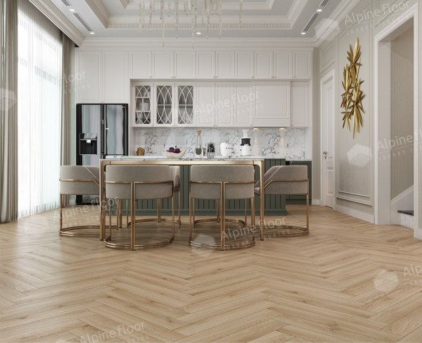 Ламинат Alpine Floor LF106-12  Дуб Артуа Herringbone 12 Pro NEW Английская елка в Минске в интерьере