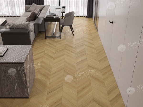 Ламинат Alpine Floor LF109-03 Дуб Пиренеи Chevron Art Французская елка в Минске в интерьере