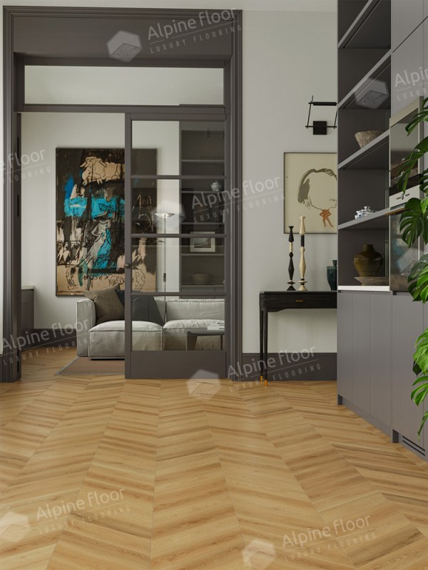 Ламинат Alpine Floor LF109-05 Дуб Олимп Chevron Art Французская елка в Минске в интерьере