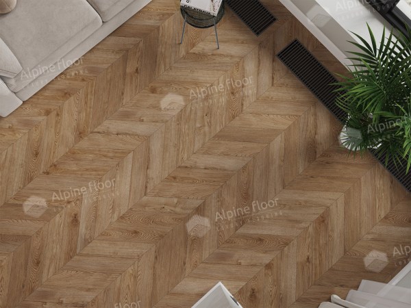 Ламинат Alpine Floor LF109-06 Дуб Эверест Chevron Art Французская елка в Минске в интерьере