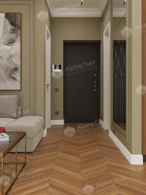 Ламинат Alpine Floor LF109-08 Дуб Этна Chevron Art Французская елка в Минске в интерьере
