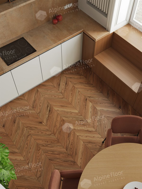 Ламинат Alpine Floor LF109-11 Орех Монблан Chevron Art Французская елка в Минске в интерьере